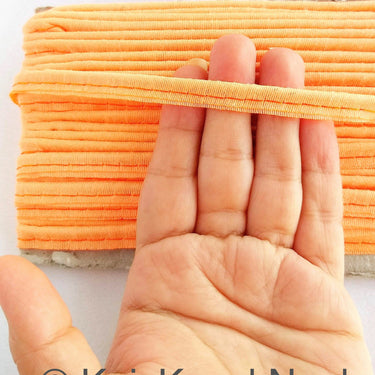 2mm Flanged Insertion Piping on 9mm Band, Light Orange Art Silk Fabric Trim, Cord piping Trim